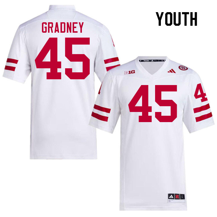 Youth #45 Roger Gradney Nebraska Cornhuskers College Football Jerseys Stitched Sale-White